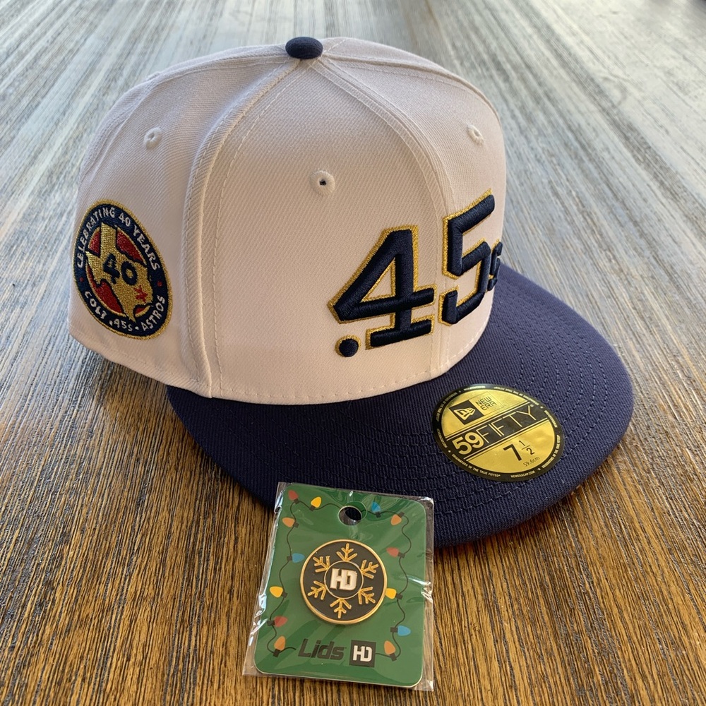 New Era X LidsHD Houston Astros .45s Fitted Cap w/Pin 7 1/2, 7 3/8